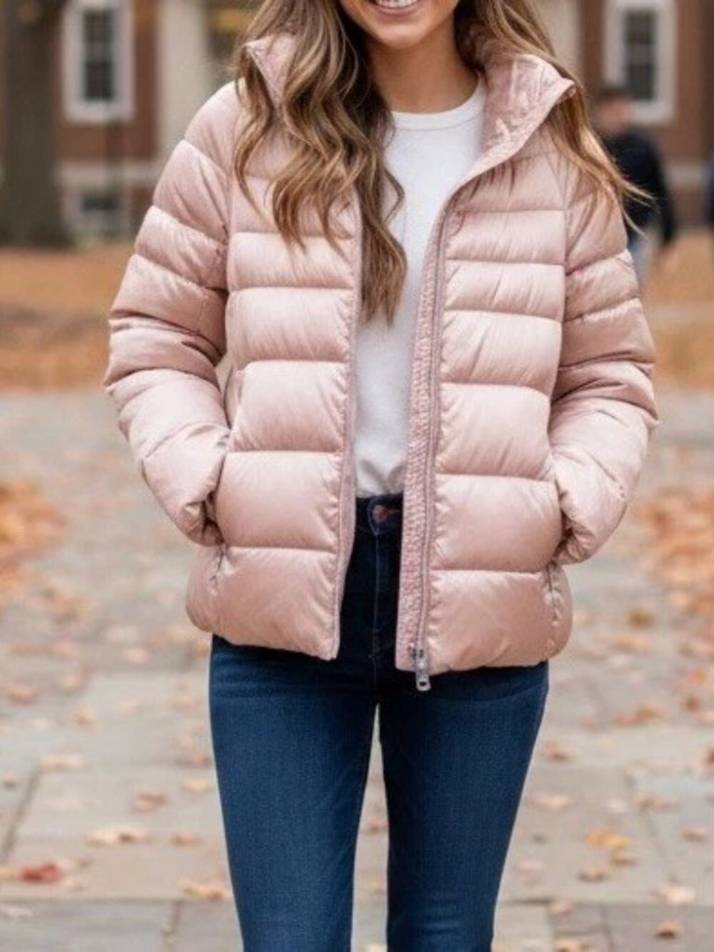 Sam Edelman Puffer Jacket Women L Pink Lightweight Down Cozy Chic Casual Pastel